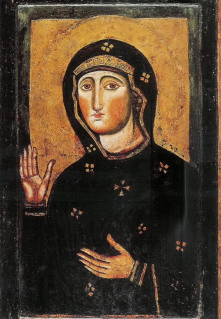 Ιταλικό αντίγραφο του 11ου αιώνα της Παναγίας Αγιοσορίτισσας. Διαστάσεις 51,5 Χ 82 εκ. Σήμερα βρίσκεται στην εκκλησία: Chiesa di Santa d' Aracoeli, Ρώμη.
